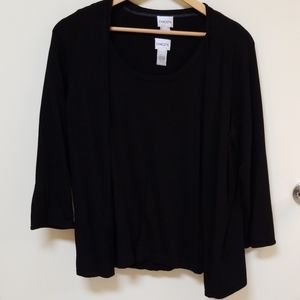 Chicos twin set black, sleeveless top and cardigan
